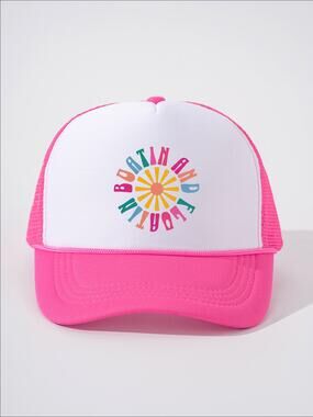 Boatin’ & Floatin’ Graphic Hot Pink Mesh Snapback Trucker Hat NWOT